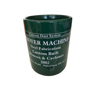 Troyer Machine Millersburg Ohio Green Ceramic Coffee Mug 2002